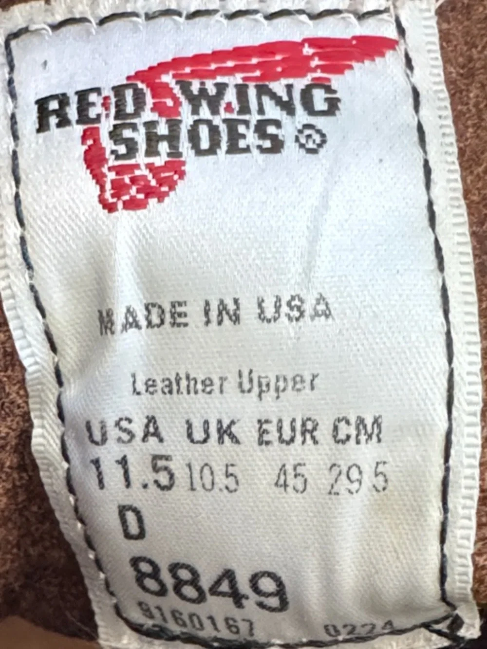 Red Wing Shoes Men's 6-Inch Boot in Black Prairie Leather, Style # 8849, Sz 11.5